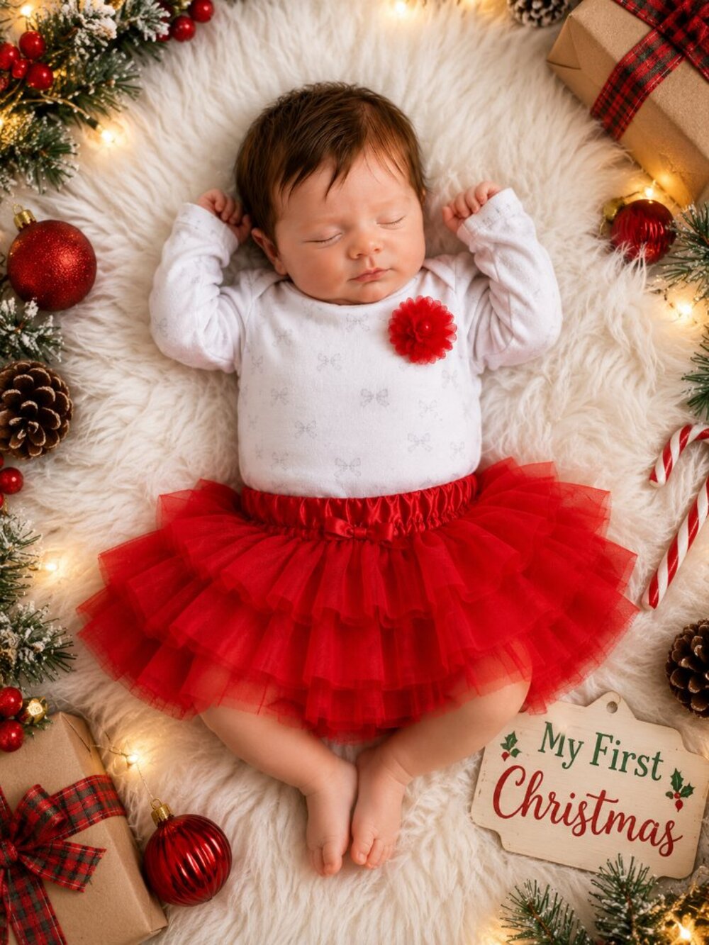 NWT Cherokee Baby Girl Red Tutu 2 Piece Outfit Size 0-3 Months Holiday Photo Set
